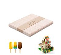 zoerbufan Baguettes en Bois[50 Pcs], Grands Bâtons de Glace en Bois, Spatules en Bois, Bricolage Naturel pour Travaux Manuels, Bricolage, Jardin, Inscription Des Plantes, 114 x 10 x 2mm