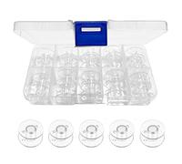 zoerbufan Lot de 20 Canette Machine a Coudre avec Boîte de Rangement pour Brother Singer Kenmore Janome la Plupart des Machines à Coudre (Transparente)