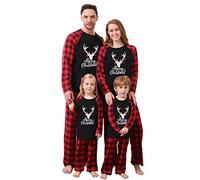 ZOEREA Ensemble Pyjama Famille de Noël Vêtement de Nuit Barboteuse Pyjamas à Deux Pièces Set T-Shirt à Manches Longues et Pantalon pour Mère Père Enfant Bébé