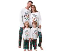 ZOEREA Ensemble Pyjama Famille de Noël Vêtement de Nuit Barboteuse Pyjamas à Deux Pièces Set T-Shirt à Manches Longues et Pantalon pour Enfant