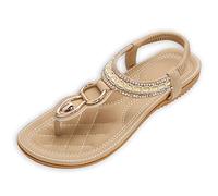ZOEREA Sandales Femme Été Plates Confortable Mode Bohème Tongs Bout Ouvert Chaussures pour Plage Vacances du Quotidien Détente Taille Style 9 Abricot,37 EU