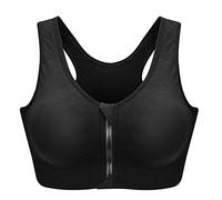 ZOEREA Soutien-Gorge de Sport Femme Zippée Devant Push Up Bra Vest Coussinets Amovibles pour Fitness Jogging Yoga Course,Noir,XL