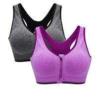 ZOEREA Soutien-Gorge de Sport Femme Zippée Devant Push Up Bra Vest Coussinets Amovibles pour Fitness Jogging Yoga Course