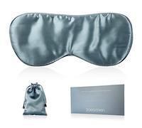 ZOESMIEN Masque de sommeil 100% soie de mûrier pour bloquer la lumière, masque pour les yeux et les yeux secs, sangle réglable, emballage cadeau de Noël, bleu brumeux
