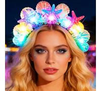 Zoestar Bandeau lumineux étoile de mer à LED - Coquillage - Perle - Accessoire de cheveux pour femme
