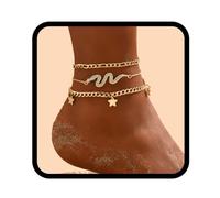 Zoestar Boho couches bracelets de cheville or strass serpent cheville Bracelet étoiles chaînes de pied pour les femmes