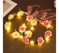 Zoestar Lot de 2 Bandeaux lumineux à couronne de fleurs Bandeau de couronne de cheveux LED Coiffe de guirlande de festival de coiffe florale de mariée pour femmes et filles