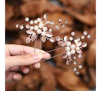 Zoestar Lot de 2 épingles à cheveux pour mariée avec perles dorées et perles