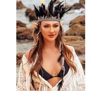 Zoestar Plume Bandeau Couronne Indien Tribal Casque Festival Costume Coiffe Carnaval Fascinator Cheveux Accessoires pour Femmes et Filles