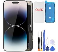 ZOETEC Écran de rechange pour iPhone 14 Pro (pas LCD) 6,1" Full HD COF écran tactile numériseur cadre avec kits d'outils de réparation, adhésif étanche, verre trempé