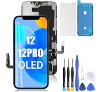ZOETEC Écran de Remplacement Hard OLED pour iPhone 12/12 Pro (Pas LCD) 6,1’’ Full HD - Écran Tactile digitizer COF avec châssis, kit d’Outils de réparation, adhésif étanche et Verre trempé