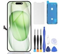 ZOETEC Écran de remplacement pour iPhone 15 Plus LCD 6,7" Full HD Retina Display COF Écran tactile Numériseur Cadre Assemblé avec kits d'outils de réparation, Adhésif étanche, Verre trempé