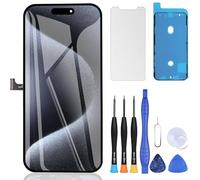 ZOETEC Écran de remplacement pour iPhone 15 Pro 6,1 pouces LCD Full HD Retina Display COF écran tactile numériseur cadre Assemblée avec kits d'outils de réparation, adhésif étanche, verre trempé