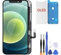 ZOETEC Écran OLED dur de rechange pour iPhone 12, 12 Pro (pas LCD) 6,1" Full HD COF écran tactile numériseur avec cadre, kit d'outils, adhésif étanche et verre blindé