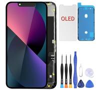 ZOETEC Remplacement d'écran OLED rigide pour iPhone 13 Mini (PAS LCD) Écran tactile COF Full HD de 5,4'' Numériseur Cadre d'assemblage avec kits d'outils de réparation, adhésif étanche, verre trempé