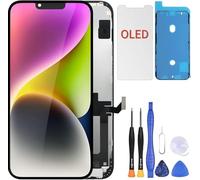 ZOETEC Remplacement d'écran OLED souple pour iPhone 14 6,1'' (PAS LCD) Affichage Full HD Écran tactile COF Numériseur Cadre d'assemblage avec kits d'outils de réparation, adhésif étanche, verre trempé