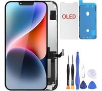 ZOETEC Remplacement d'écran OLED Souple pour iPhone 14 Plus (Pas LCD) 6,7'' Affichage Full HD COF Écran Tactile Numériseur Cadre Assemblé avec Kits de réparation, Adhésif étanche, Verre trempé