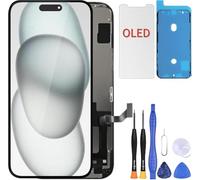 ZOETEC Remplacement d'écran OLED souple pour iPhone 15 Plus (PAS LCD) 6,7'' Affichage Full HD COF Écran tactile Numériseur Cadre Assemblé avec kits de réparation, Adhésif étanche, Verre trempé