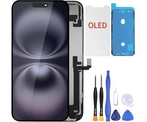 ZOETEC Remplacement d'écran OLED souple pour iPhone 16 Plus (PAS LCD) 6,7'' Affichage Full HD Écran tactile COF Numériseur Cadre d'assemblée avec kits d'outils de réparation, Adhésif étanche, Verre