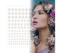 ZoeTekway 2800 Pièces Auto-Adhésif Blanc Demi Perle Dos Plat Autocollants Perles, Diamètre 3/4/5/6 mm, pour Bricolage Artisanat Maquillage/Artisanat Perles Décoratives