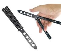 ZoeTekway Couteau papillon d'entraînement avec plaque émoussée pour les mouvements de la main des débutants, exercice de compétences de retournement (noir)