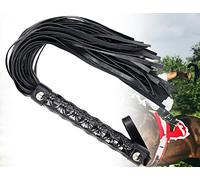 ZoeTekway Cravache en Cuir Noir pour Chevaux avec Franges pour Le Saut d'obstacles, la Course et l'entraînement Quotidien des Chevaux