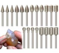 ZoeTekway Ensemble de 20 fraises diamantées,meules diamantées avec tige de 1/8",outil de perçage rotatif,compatible avec Dremel,pour la gravure sur verre,pierre céramique,polissage,sculpture,perçage
