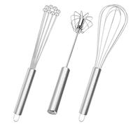 ZoeTekway Ensemble de 3 fouets à inoxydable œufs de cuisine, comprenant un fouet à ballon, un flexible avec des perles, un semi-automatique, un mini fouet
