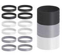 ZoeTekway Lot de 12 bracelets en silicone vierges pour hommes, femmes, enfants, bracelets unis pour fitness, course à pied, sport, cadeaux de fête (noir, blanc et gris)