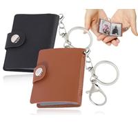 ZoeTekway Lot de 2 mini albums photo, album photo de poche auto-conçu avec porte-clés, mémoire photo en cuir personnalisé, petit album photo personnalisé, pour couples (2 pouces, noir et marron)