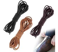 ZoeTekway Lot de 3 colliers en cuir ronds de 5 m x 2 mm, Cordon pour Collier, Sangles en Cuir au Mètre pour Bracelet, Bijoux, Noir, Marron, Café