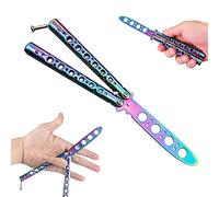 ZoeTekway Papillon entraîneur, Couteau d'exercice Papillon Arc-en-Ciel avec Lame Non aiguisée, Lame sûre et Non tranchante pour Les mouvements de la Main des débutants Les compétences de Flip