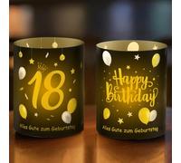 ZoeWei Lot de 12 photophores décoratifs de table pour 18 ans, Happy Birthday, décoration de table pour 18e anniversaire garçon fille 18 ans, Décoration pour bougies chauffe-plat ou bougies