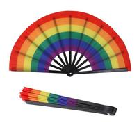 ZoeWei Lot de 2 grands éventails pliables arc-en-ciel Gay Pride LGBT Pride - Décoration de fête - Facile à ouvrir - Portable - Pour femme et homme - Pour Halloween, défilé de musique, festival, danse