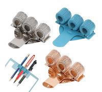 ZoeWei Lot de 3 porte-stylos en acier inoxydable pour infirmière - Porte-stylos réglable à trois trous - Clip pour casaque (argent, or rose, bleu)
