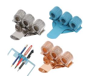 ZoeWei Lot de 3 porte-stylos en acier inoxydable pour infirmière - Porte-stylos réglable à trois trous - Clip pour casaque (argent, or rose, bleu)
