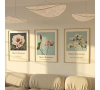 ZoeyAustin® Poster Set 3x Affiches Double Face | Sans Cadre | Tableau Décoration Murale | Affiche Murale Moderne pour Salon, Chambre, Bureau | Poster Mural Art (30cm x 42cm, Fleur Japon)