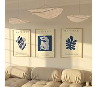 ZoeyAustin® Poster Set 3x Affiches Double Face | Sans Cadre | Tableau Décoration Murale | Affiche Murale Moderne pour Salon, Chambre, Bureau | Poster Mural Art (30cm x 42cm, Matisse Blue)