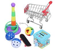 Zoeyilan 7 pièces Jouets de Puzzle pour perroquets, Jouets d'entraînement pour Oiseaux, Jouet d'intelligence pour Perroquet, Ensemble d'anneaux d'entraînement de Mini Chariot, kit de Boule