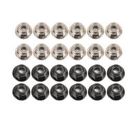 Zoeyilan Lot de 24 écrous hexagonaux en métal, Contre-écrous à Bride, Contre-écrou à Bride M4, écrou à Bride hexagonale, écrou à vis RC, pour Accessoires de Voiture RC 1/10, Noir et Argent