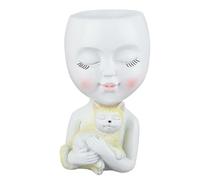 Zoeyilan Planteur de visage, pots de plante, jolies filles mignonnes plante, jardinière succulent en résine, pot à fleurs décoratif avec drainage pour plantes extérieures intérieures, (Blanc)