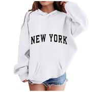Zofedap New York Sweats à Capuche Fille Garcon Manches Longues Enfant Vetement Imprimé Oversize Sweatshirt Confortable Automne Hiver Décontracté Pull à Capuche