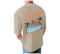 Zofedap T-Shirt Homme Oversize Manches Courtes Hawaii Imprimé Tee Shirt Col Rond Cool Hip Hop Hauts Y2K Vintage Été Streetwear Shirt Vêtements - Summer Adventure Set Off Again California