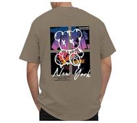 Zofedap Tee Shirt Homme Oversize Manches Courtes Ours Imprimé T-Shirt Col Rond Cool Hip Hop Hauts Y2K Vintage Été Streetwear Shirt Vêtements - New York，Life is A Hurry，Dont Miss The Sunset