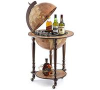 Zoffoli Globe Bar Da Vinci Rust 40 cm mappemonde House Bar avec roulettes pivotantes - Armoire de Bar en Noyer Compartiment à Boissons