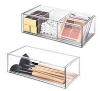 Zofory 2 Pièces Maquillage Organisateur, Organiseurs de Maquillage Avec Tiroirs, Empilable Cosmétique Stockage, Convient pour les crayons pour yeux, rouges à lèvres, mascaras et pinceaux de maquillage