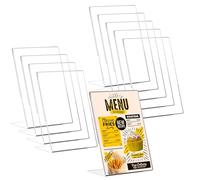 ZOFUN Lot de 10 Porte-Document A4 Incliné en Acrylique Transparent, présentoirs de table A4 en acrylique A4-publicité, cadre photo, pancartes, brochures, dépliants, menus, affichage. Maison, bureau