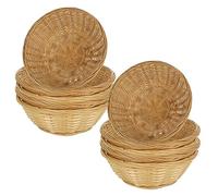 ZOFUN Lot de 12 corbeilles à pain rondes en bambou pour table, 20 cm, paniers à pain tissés fermes et non toxiques, paniers à pain de restaurant, paniers alimentaires vintage et empilables pour tables