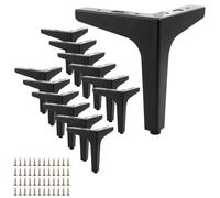 ZOFUN Lot de 12 pieds de meubles noirs en métal - 15 cm - Pour canapé, armoire jusqu'à 800 kg - Triangles - En acier - Avec vis