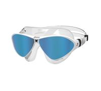 Lunettes de natation Zoggs Horizon Flex Mask Titanium blanc avec verres à effet miroir bleu